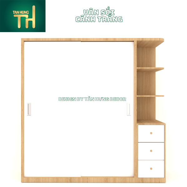 [FREESHIPHCM] TỦ ÁO 2 CÁNH LÙA GỖ MDF PHỦ MELAMINE CHẮC CHẮN