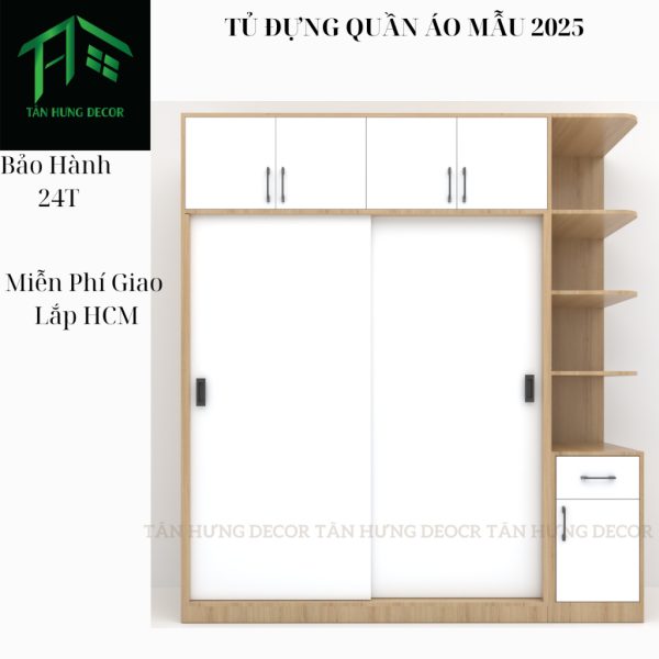 [FREESHIPHCM] TỦ ĐỰNG QUẦN ÁO MẪU 2025 CÁNH LÙA MDF 17LI PHỦ MELAMINE HIỆN ĐẠI