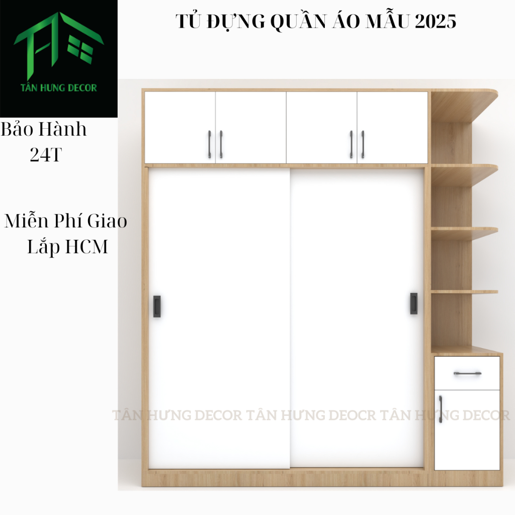 [FREESHIPHCM] TỦ ĐỰNG QUẦN ÁO MẪU 2025 CÁNH LÙA MDF 17LI PHỦ MELAMINE HIỆN ĐẠI
